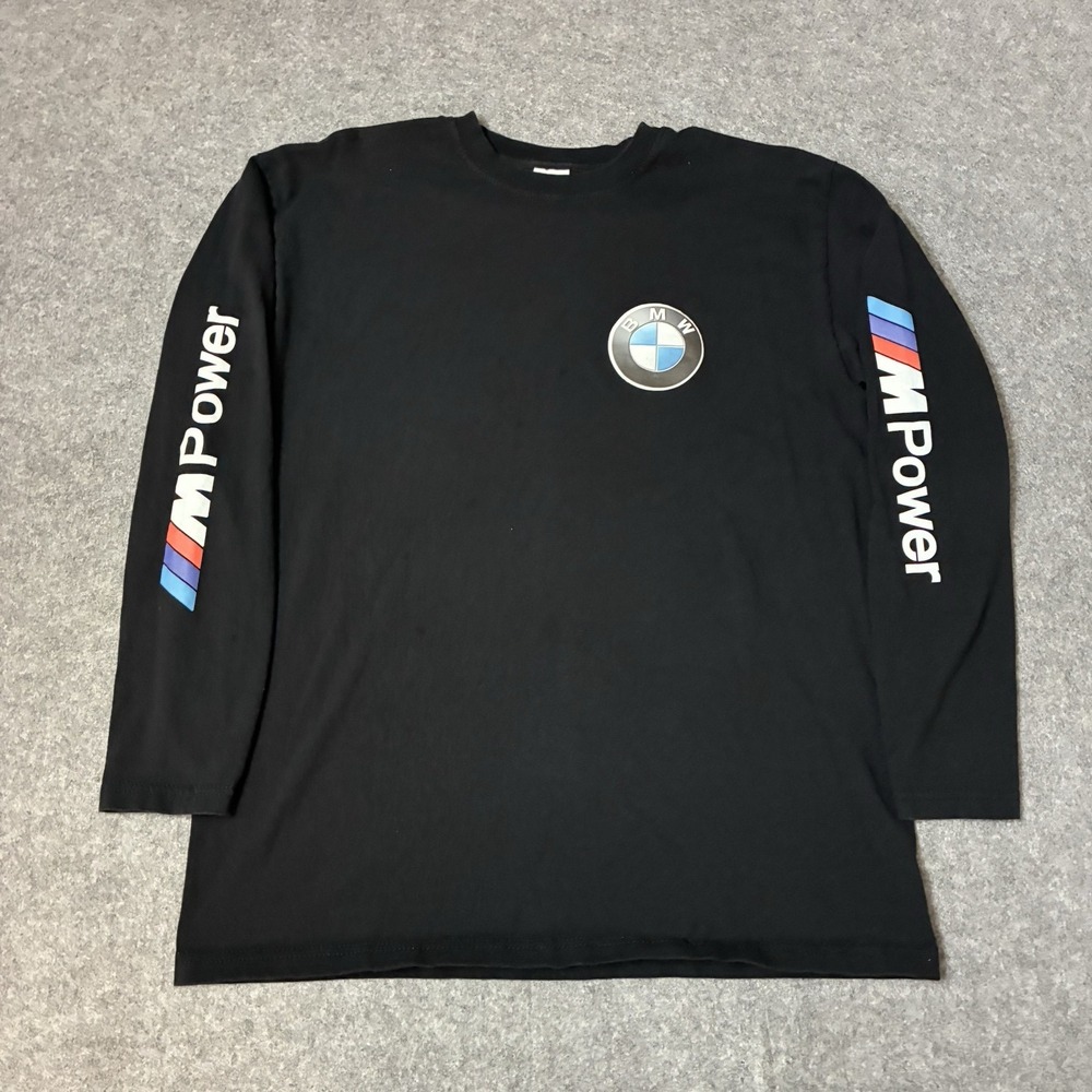 BMW M Power Long Sleeve Shirt Mens Medium Black Motorsport Racing Graphic T Y2K